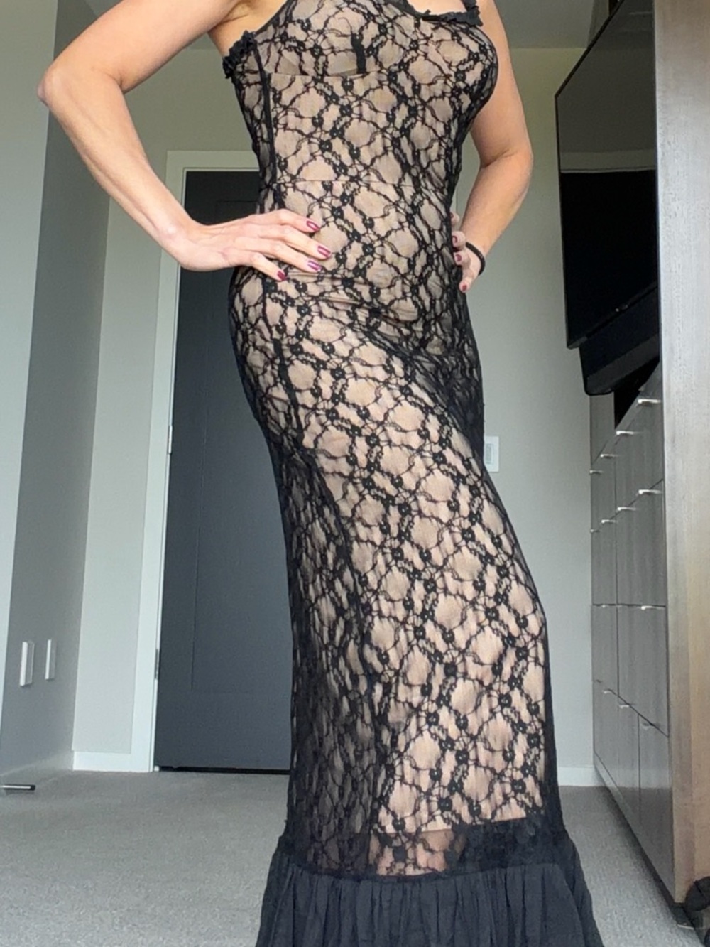 Black laced lined dress